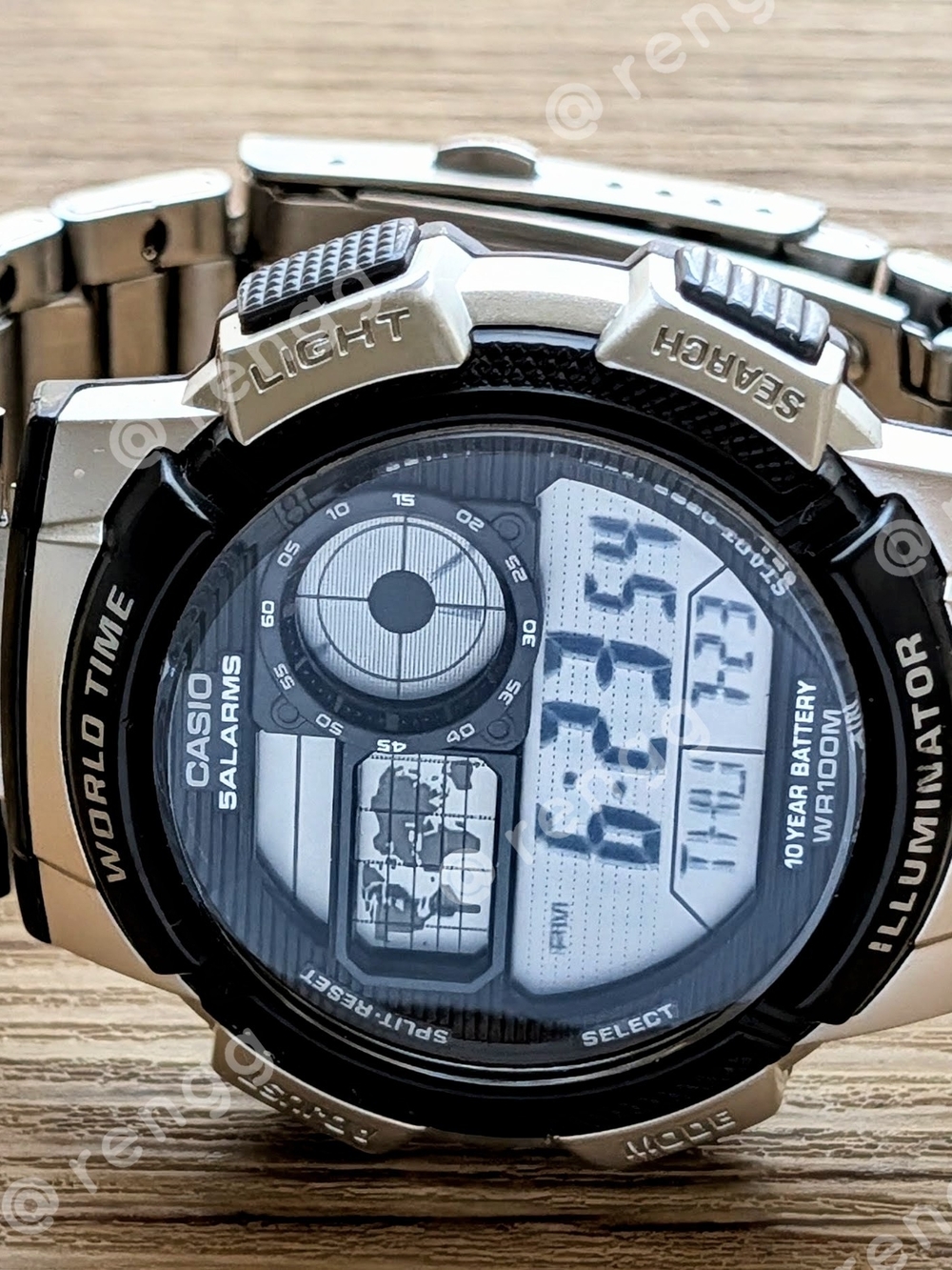 Casio World Time Digital Watch - Silver/Black